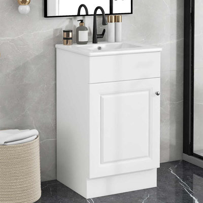 Meuble-lavabo 18 po avec meuble-lavabo en céramique et tablette réglable