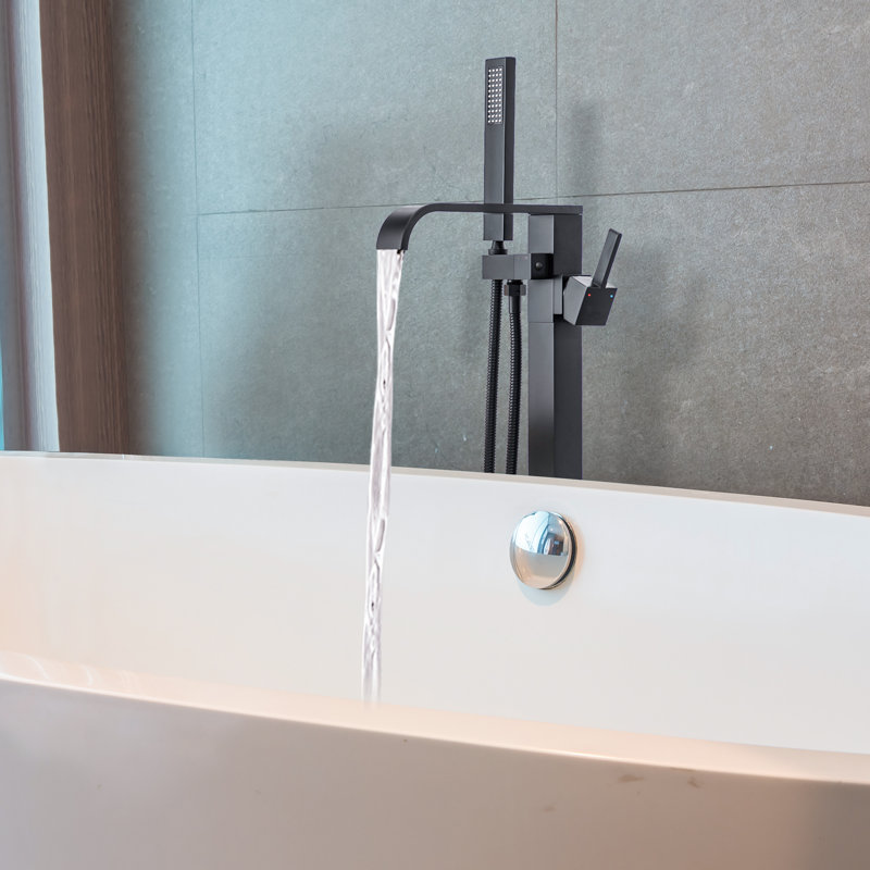 Robinet de baignoire sur pattes à poignée simple, Noir mat
