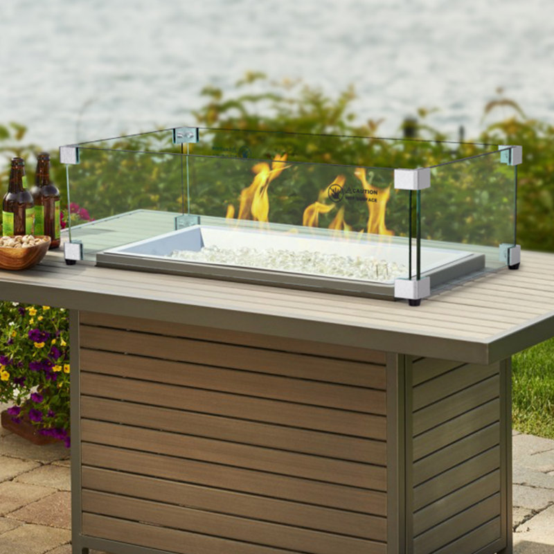 11 lb. 24 in. x 12 in. Rectangle Glass Frame Guard Fire Pit Accessory
