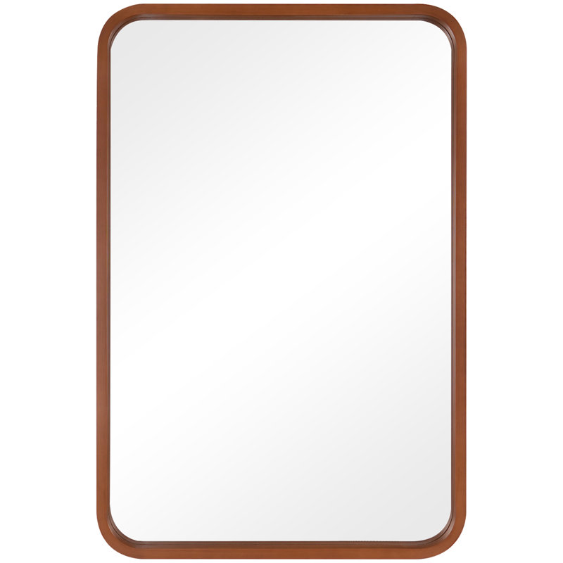Arc-Cornered Wall Mirror with Wooden Frame, 40" x 30", Black