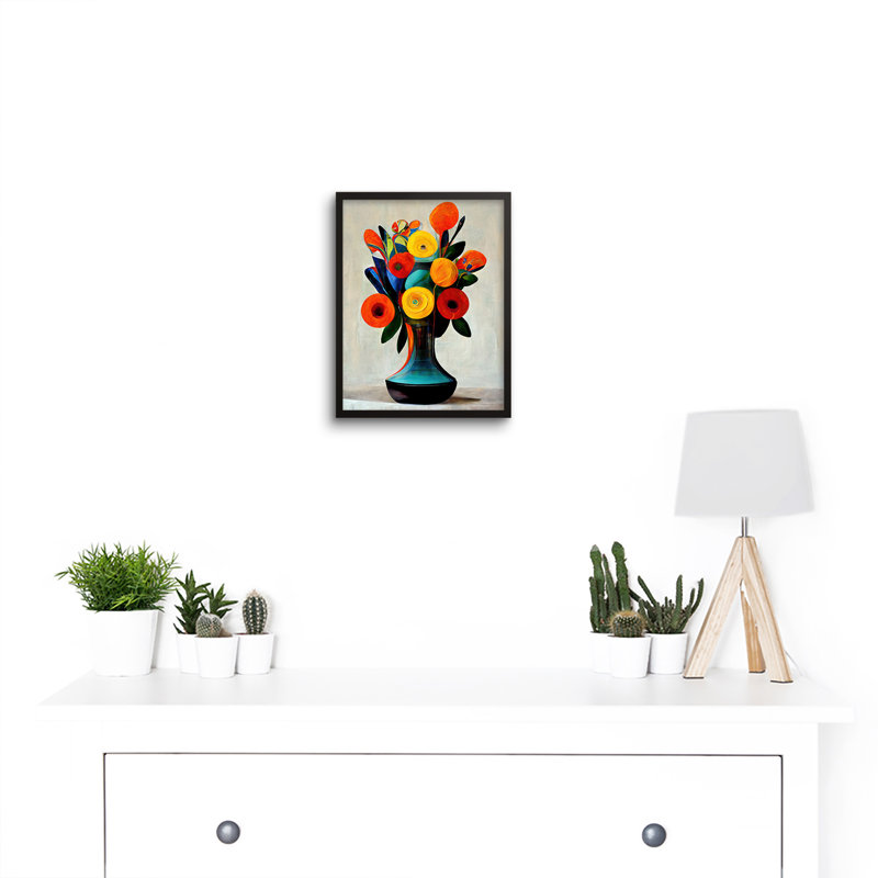 Vibrant Bright Flower Bouquet 1 Piece Single Picture Frame Wall Art