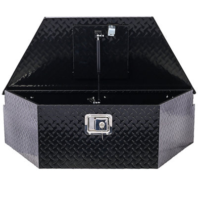 Boîte à outils en aluminium 39 pouces, boîte à outils pour camion robuste, boîte à outils de rangement pour remorque extérieure, organisateur de rangement pour véhicule récréatif, coffre inférieur avec clés de verrouillage, noir 39 x 16,5 x 11,8 pouces