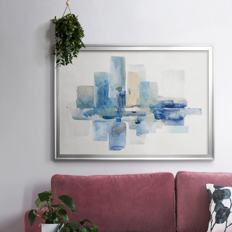 Toile tendue avec châssis «Soft Skyline», H 18 po x l 26 po x P 1,5 po, Argent