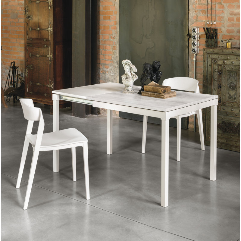 Abigayle Metal Base Dining Table, White rustic, 75cm H x 85cm L x 80cm W