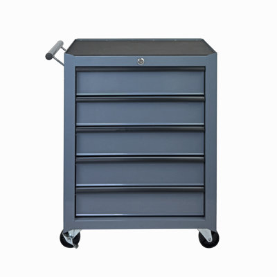 Rolling Metal Tool Chest With 5 Drawers, 20" 5-Drawer Tool Chest Cabinet With Ball Bearing Drawer Slides, Steel Tool Storage Box Organizer