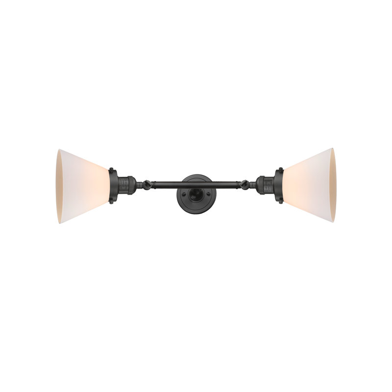 Cone 2 Light Bath Vanity Light, 6 Watt Vinage LED Bulb, Matte White Cased, Oil Rubbed Bronze