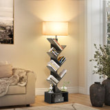 57" LED Tree Floor Lamp with Bookcase and Remote Control
