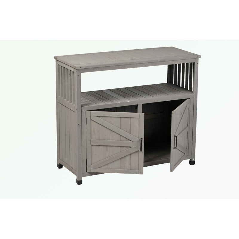 Ensemble de table de bar en bois avec armoire de rangement et tablette ouverte