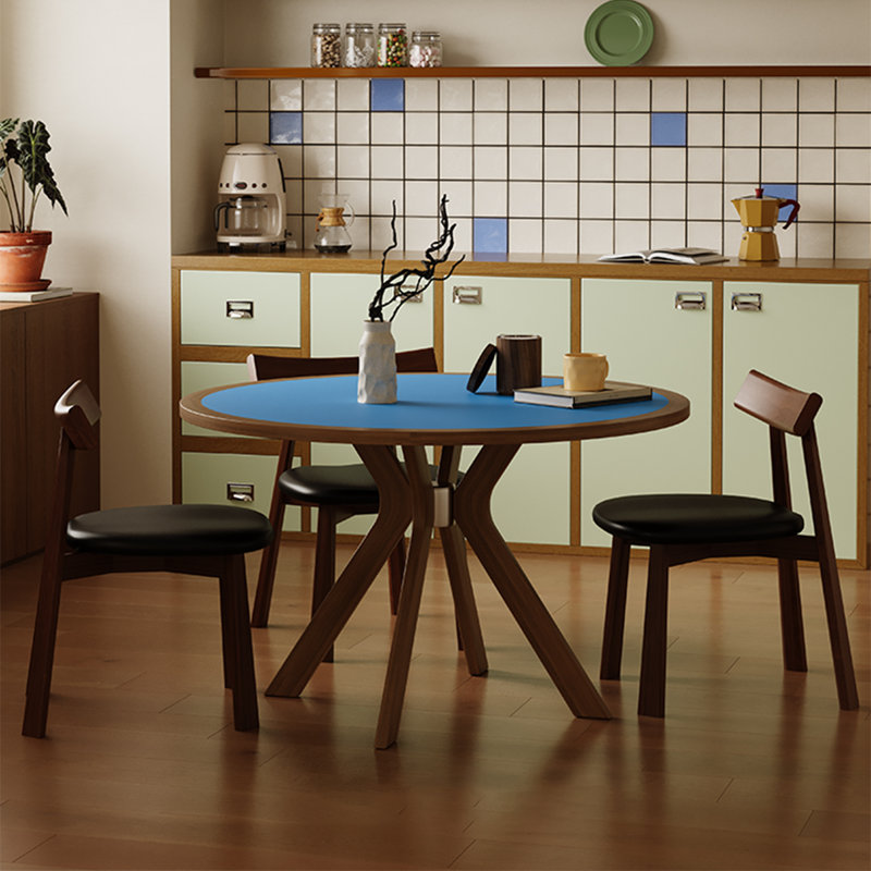 Table de salle à manger avec cadre ignifuge bleu, H 29,53 po x L 39,37 po x l 39,37 po