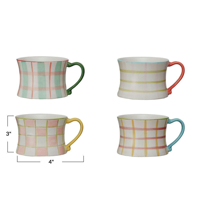 Plaid Panache Stoneware Mug Set