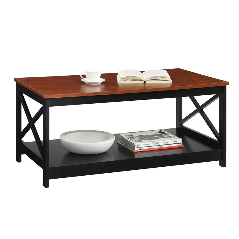 Darek 4 Legs Coffee Table with Storage, Cherry