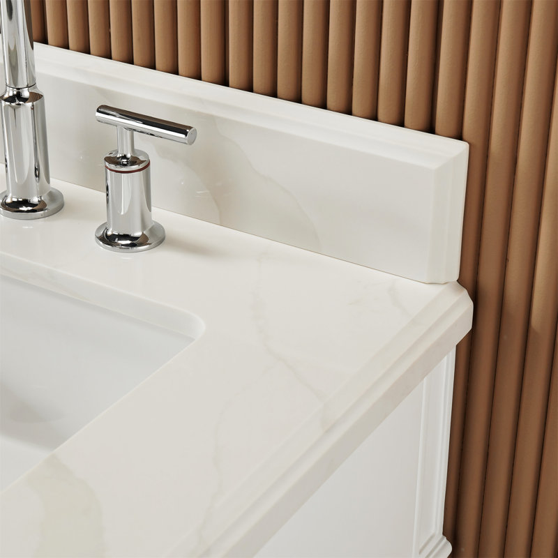 Ensemble de meuble-lavabo autoportant à double cuve 60 po avec comptoir en quartz avec tiroir, porte et armoire de salle de bain entièrement assemblé