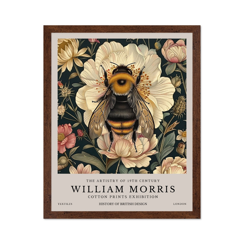William Morris - Bumble Bee, Poster, Brown Framed, 11"H x 14"W