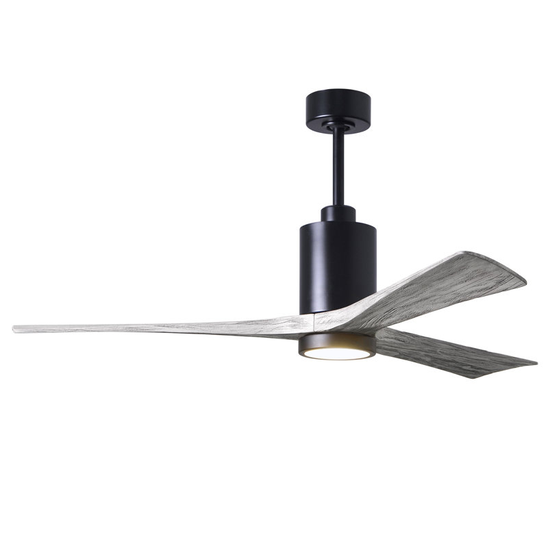 Patricia LED Downrod Ceiling Fan, Matte Black, Barn Wood, 60"