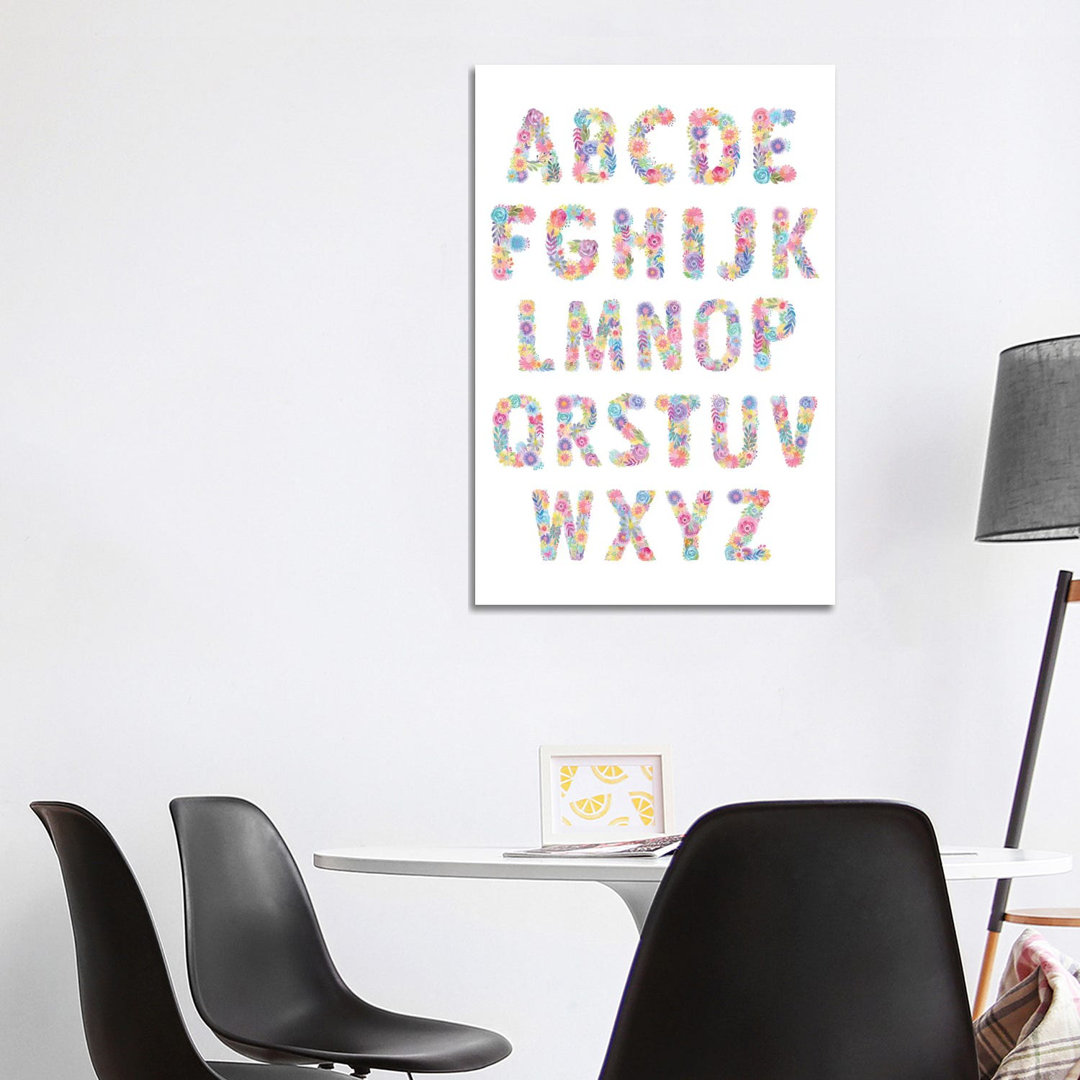 Blooming Alphabet von Stephanie Corfee - Galerie-verpackte Leinwand Giclée auf Leinwand