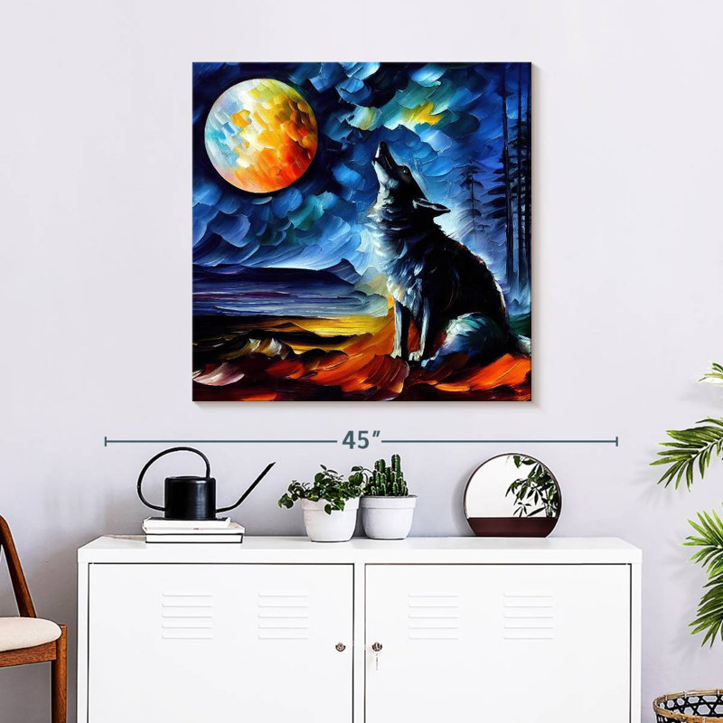 Brampt Moonlit Wolf I, 30" H x 30" W