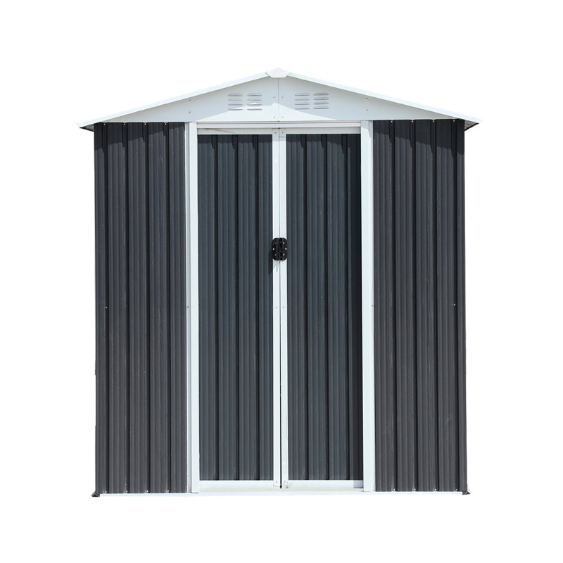 Outdoor Storage Shed 6Ftx4ft In Grey Apex Roof - Metal For Tools Build Garden Items, Gray