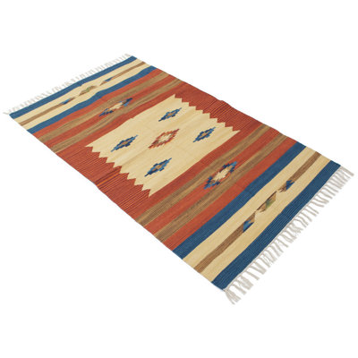 Anaheim Geometric Cotton Flatweave 35cm X 59cm Area Rug