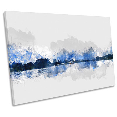 Blue Landscape Minimalist 1 Piece Wrapped Canvas Wall Art