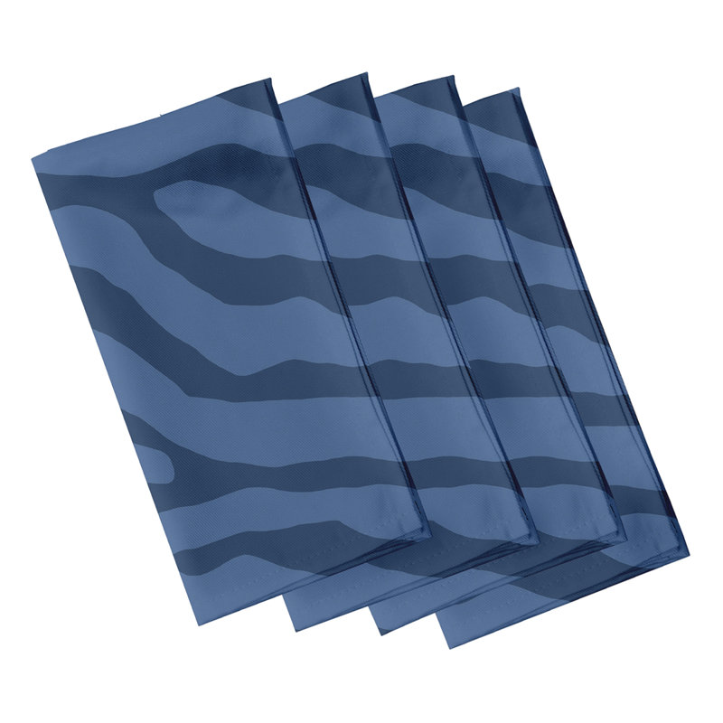 Kyung Polyester Abstract Square Napkin, Navy