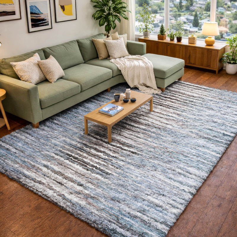Tapis à poils longs de qualité supérieure lavable à la machine Dream ADS604, Sky, 5' x 7'6"