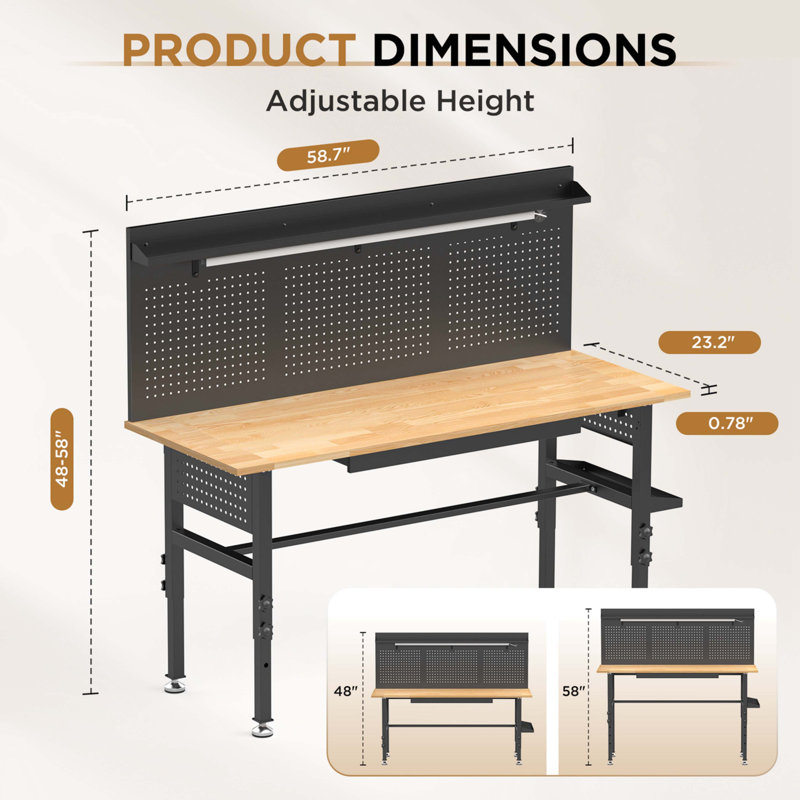 60″ Workbench With Drawers