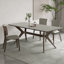 Ensemble de table de salle à manger pour 4 personnes en pierre frittée rectangulaire brun + bois massif-124973779