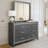 Leva 2Pc Dresser And Mirror Set, 6 Drawers W Chrome Handles, Dark Gray
