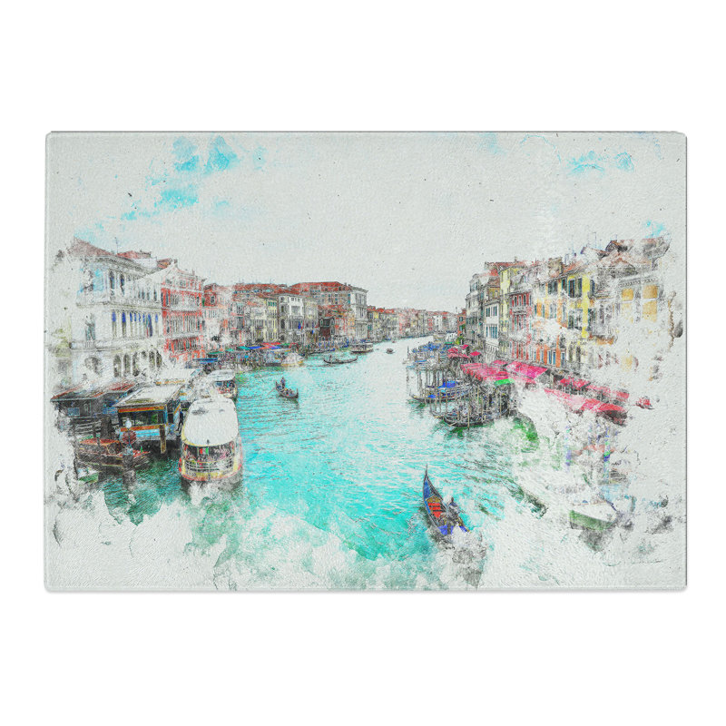Tempered Glass Gondolas in Venice Italy Chopping Board, 20 cm x 28.5 cm