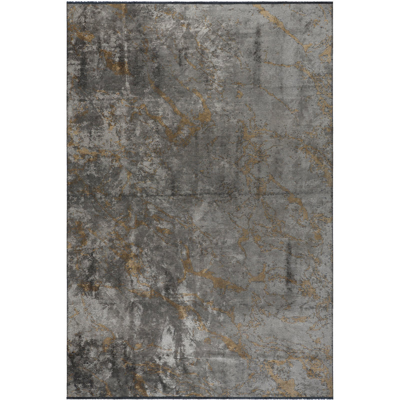 Rapture Gray/Brown Camouflage Luxury Area Rug, Rectangle 7'10" x 9'10"