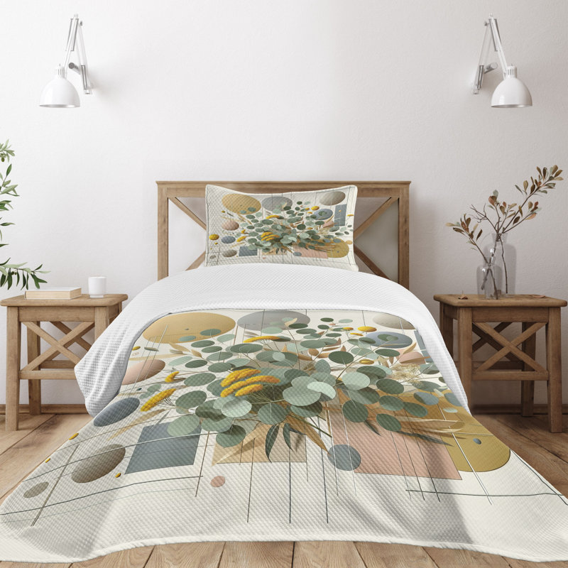 Polyester Floral Coverlet, Twin Coverlet / Bedspread + 1 Standard Sham