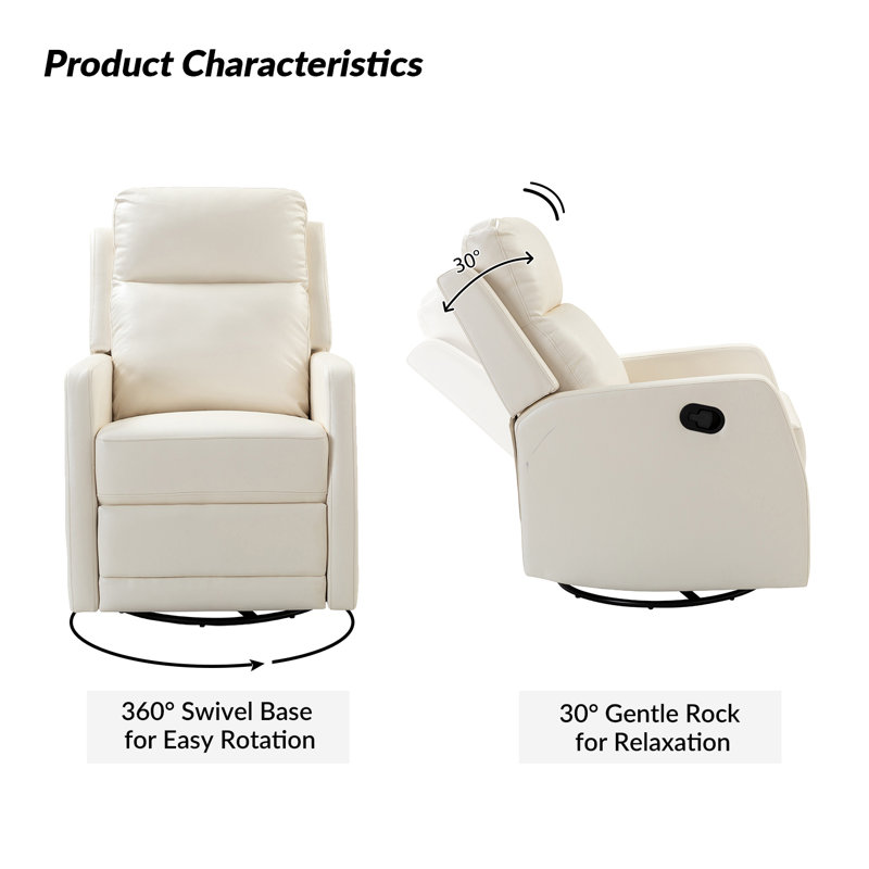 Wade Logan® McGuffey Faux Leather Swivel Rocker Recliner with