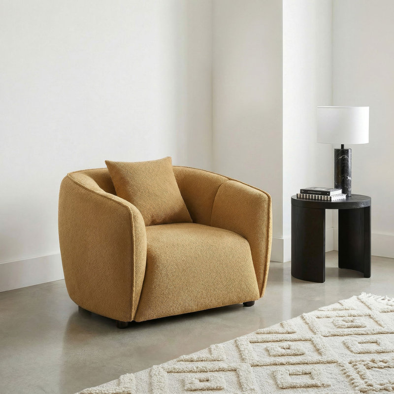 Chaise d'appoint rembourrée Wilta jaune moutarde, Jaune moutarde