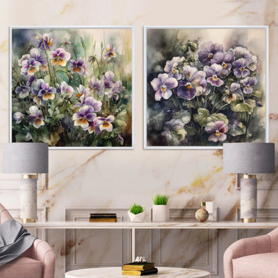 Pétunias mauves en fleurs - ensemble de 2 pivoines carrées