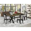 Ensemble de table de cuisine 5 pièces pour 4 personnes comprenant une table de salle à manger rectangulaire avec pattes en X et 4 chaises rembourrées en tissu lin Shitake-1099292835-1245820421