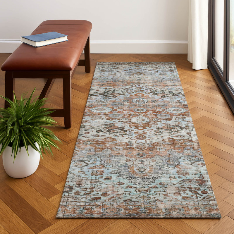 Tapis de qualité supérieure à bordure lavable lavable à la machine AMF1755, Tapis de couloir 2 pi 3 po x 7 pi 6 po