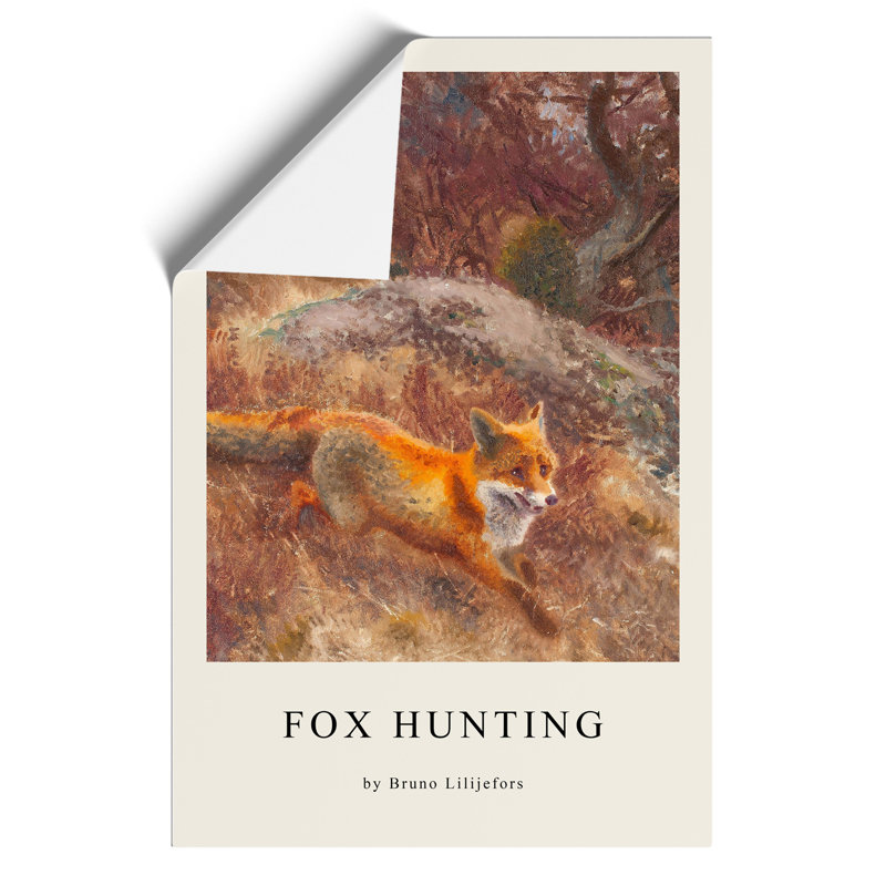 Fox and Hunting Dogs Print by Bruno Liljefors - Frameless Print, 30cm H x 21cm W x 0.1cm D