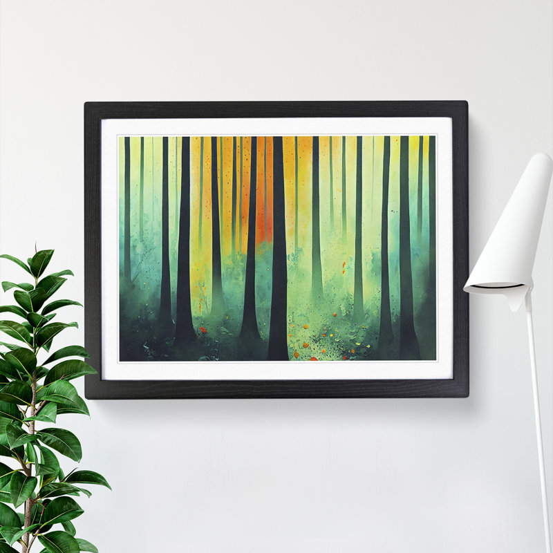 Summer Forest Painted Vol.1 - Single Picture Frame Painting, 46cm H x 64cm W x 2cm D, Black Framed