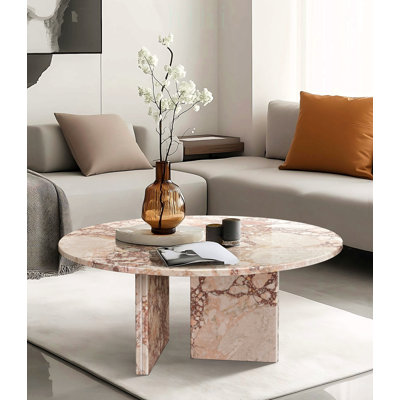 Genuine Natural Marble Coffee Table, End Table for Living Room, Elegant and Durable Stone Furniture