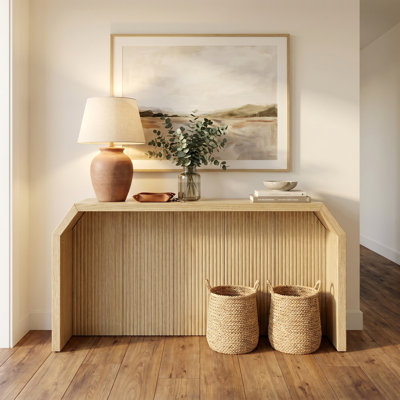Console en bois cannelé de 55,9 po L pour le couloir et le salon