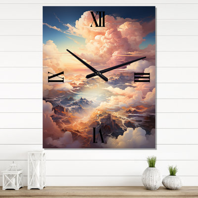 Clouds Prairies Collages III - Landscape & Nature Modern Wall Clock