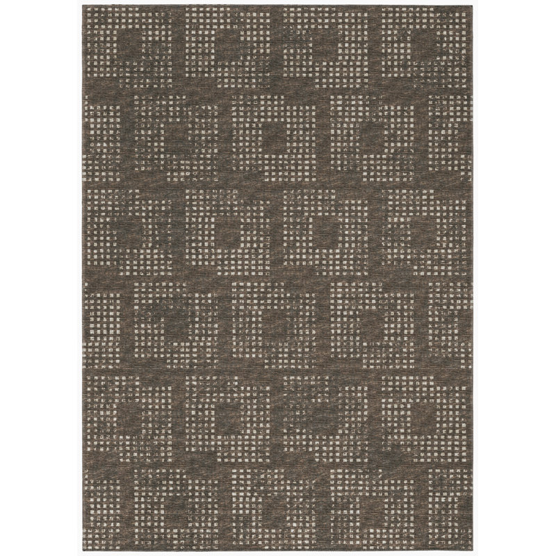 Tapis de couloir contemporain brun Houndstooth 2 pi 3 po x 7 pi 6 po, Rectangle 8 pi x 10 pi