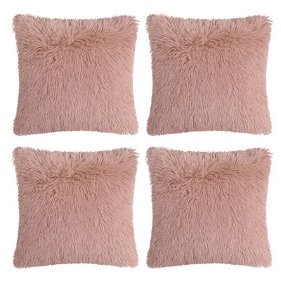Ensemble de 4 coussins décoratifs en fausse fourrure II (inséré inclus)
