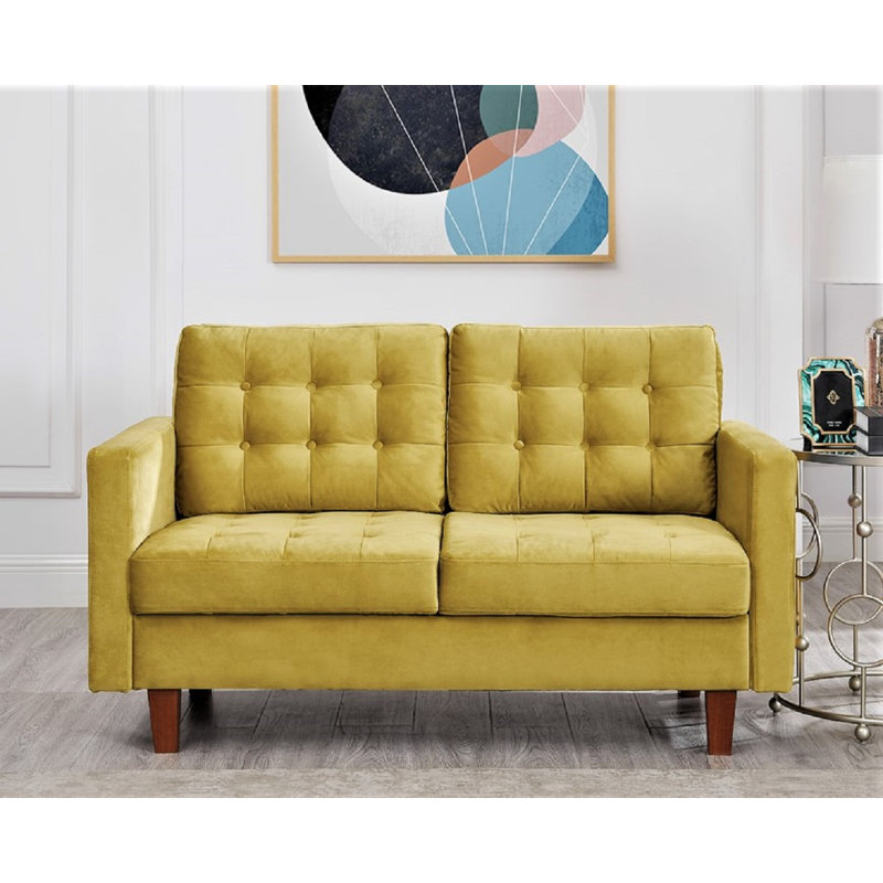 Cumbria 58'' Velvet Loveseat, Strong Yellow