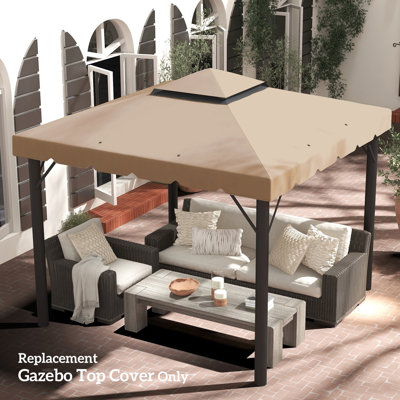 Auvent de remplacement pour abri de jardin 9,8 pi X, toit à double aération kaki pour remplacement de cour extérieure 9,8 pi, espace