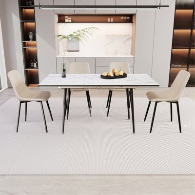 Modern Dining Table Set, Extendable Dining Table And Chair Set