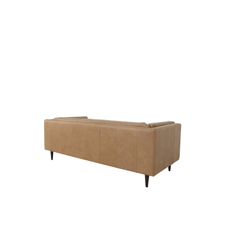 Woods Sofa Brown Leather, Tan