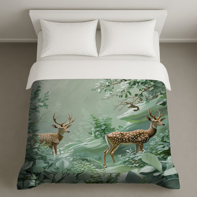 Deer In Lush Forest Duvet Covers