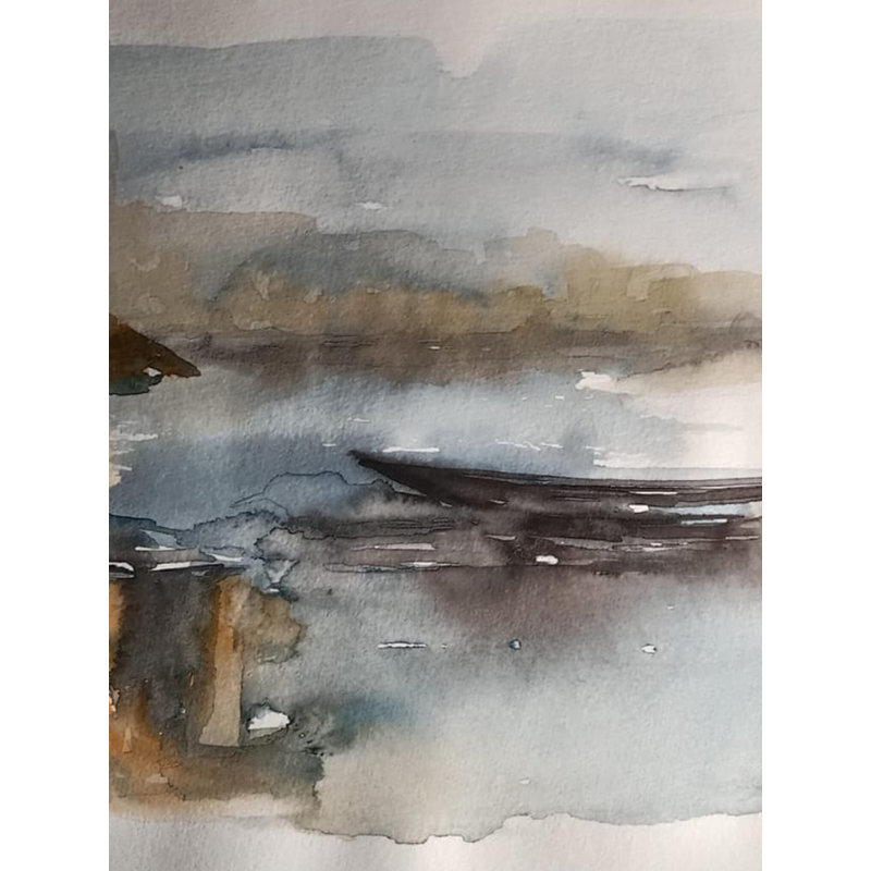 Un bateau stable | Aquarelle sur papier | Par Raj Kumar Singh