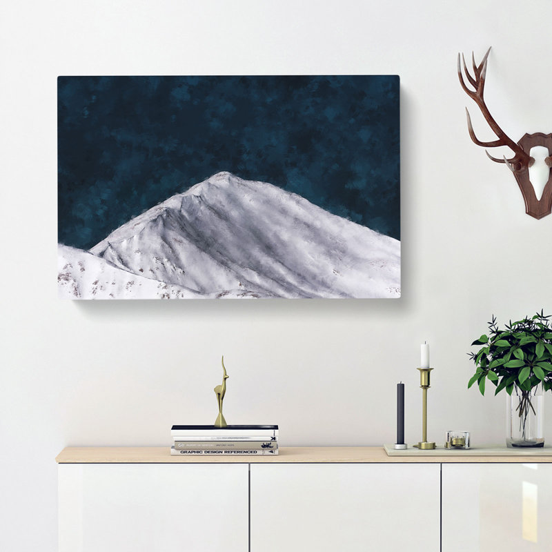 Snow Covered Mountain Ridge Painting - Wrapped Canvas Print, 60cm H x 91cm W x 3cm D